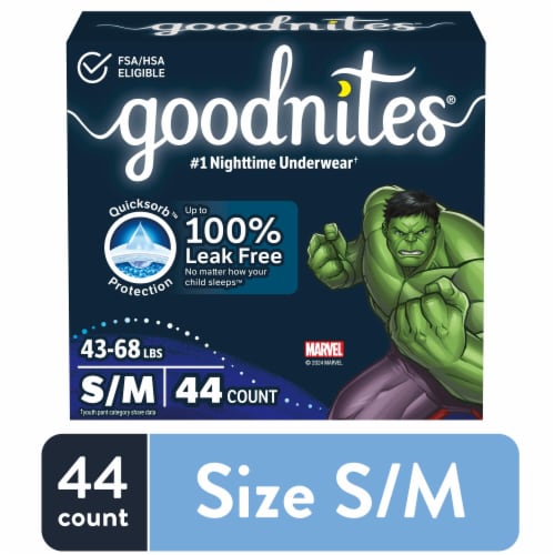Goodnites Boys Nighttime Bedwetting Underwear S/M (43-68 lbs) - Boys S/M / 44 ct