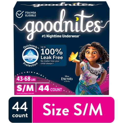 Goodnites Girls Nighttime Bedwetting Underwear S/M (43-68 lbs) - Girls S/M / 44 ct