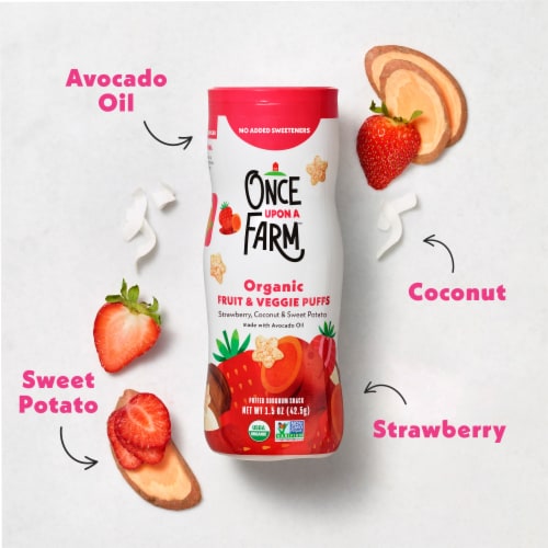 Once Upon a Farm Organic Baby Puffs with Veggies Strawberry - Strawberry