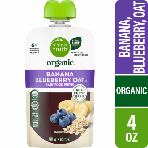 Simple Truth Organic Stage 2 Banana Blueberry Oat Baby Food Pouch - Banana Blueberry Oat