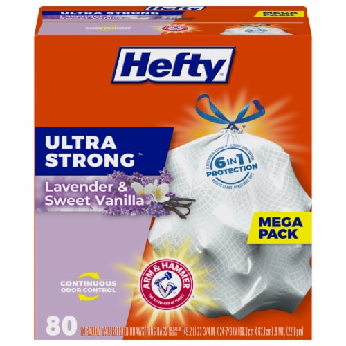 Hefty® Ultra Strong™ Lavender & Sweet Vanilla 13-Gallon Tall Kitchen Drawstring Trash Bags - Hefty® Ultra Strong™ Lavender & Sweet Vanilla 13-Gallon Tall Kitchen Drawstring Trash Bags
