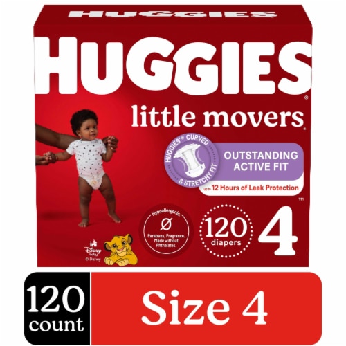 Huggies Little Movers Size 4 Baby Diapers (22-37 lbs) - Size 4 / 120 count