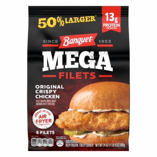 Banquet MEGA Filets Original Crispy Chicken Filets, Frozen Meal - Banquet MEGA Filets Original Crispy Chicken Filets, Frozen Meal