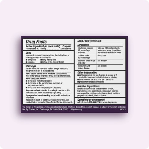 Allegra Adult 24-Hour Non-Drowsy Antihistamine Tablets for Indoor and Outdoor Allergies - 30 ct