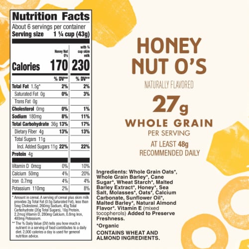 Cascadian Farm Honey Oat Crunch Organic Cereal - Honey Nut O's