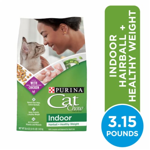 Purina Cat Chow Indoor Hairball + Healthy Weight Adult Dry Cat Food Real Chicken - 3.15 lb