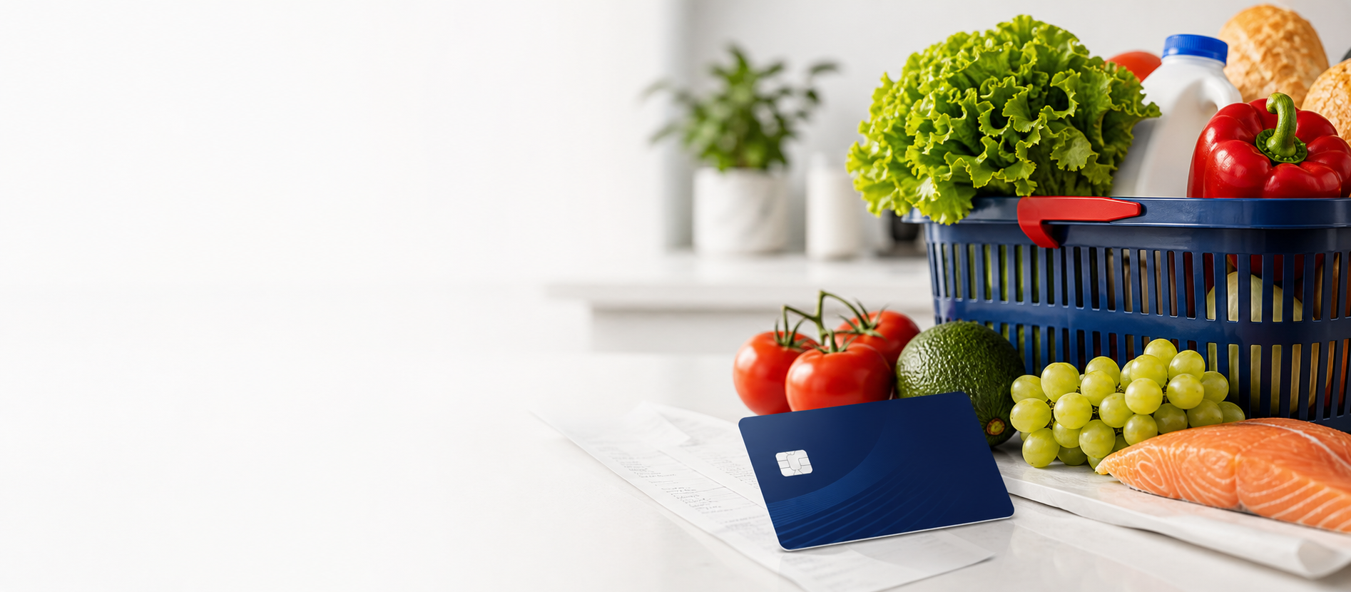 Rewards card and fresh groceries
